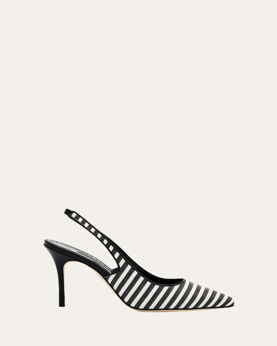 Bicolor Cotton Slingback Pumps